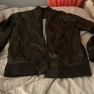 Thrifted Dark brown oversized leather jacket